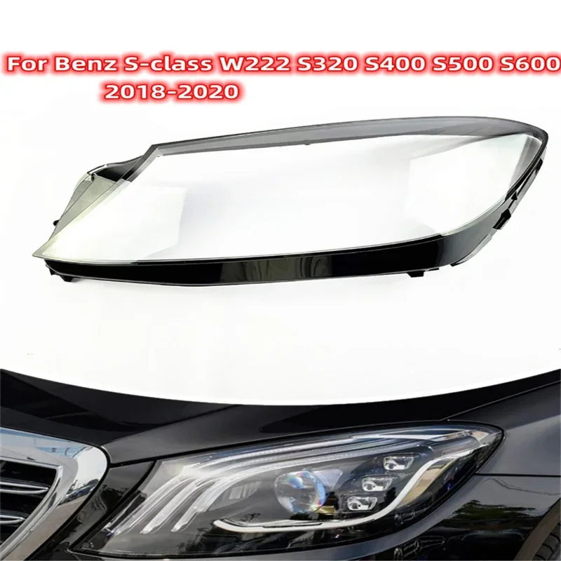 

HTTCY For Benz S-class W222 S320 S400 S500 S600 2018-2020 front Car Headlight Cover Lens Shell Lampcover Lampshade Headlamp
