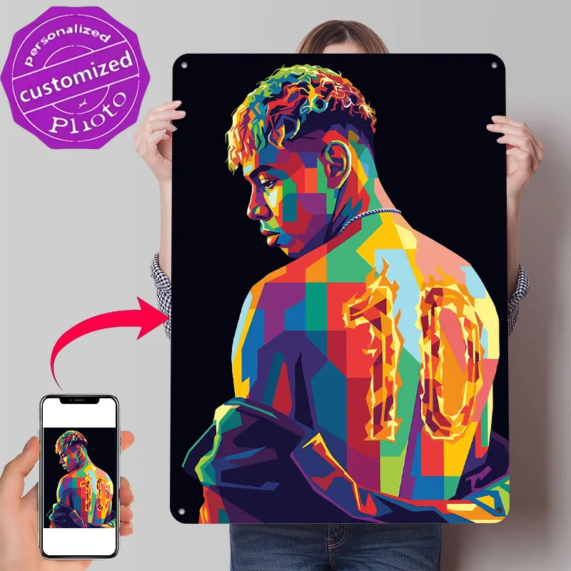 Lamine Yamal Portrait With Number 10 Personalized 3D Textured Metal Poster Wall Art Vintage Tin Signs for Room Decoration House
