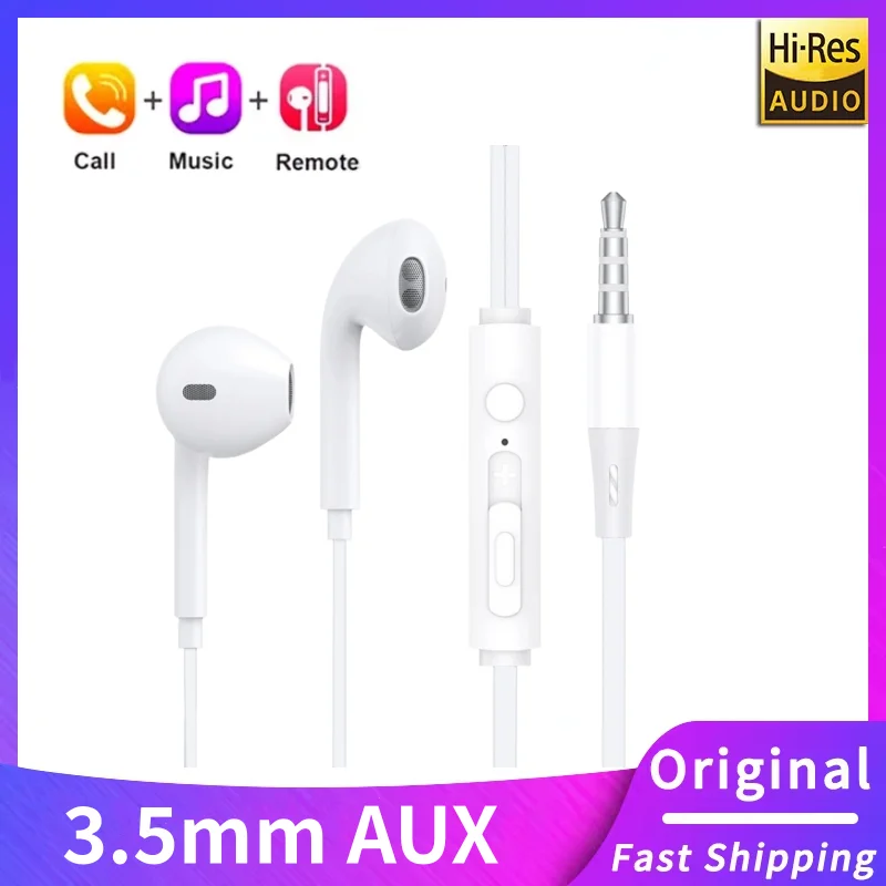In-ear Wired Headphone Bass Stereo HD Mic Universal 3.5mm Jack Original Earphone For Samsung Xiaomi Mobile Phone Tablet Computer