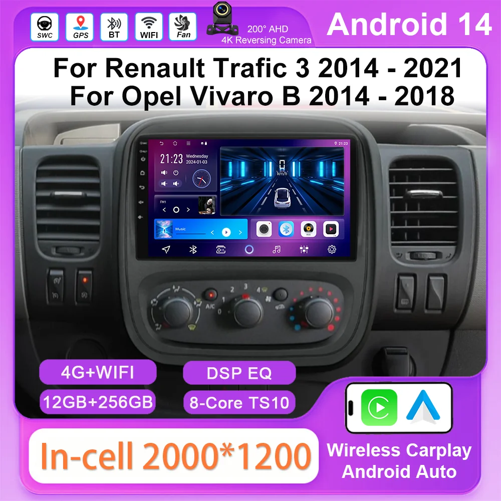 

Android Car Radio For Renault Trafic 3 2014 - 2021 For Opel Vivaro B 2014 - 2018 Auto Player Multimedia GPS Navigation 2DIN DVD