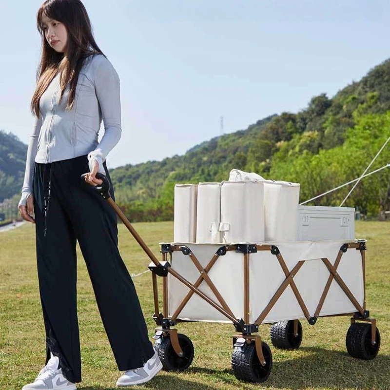 

Portable Foldable Camping Cart Large Capacity Double-layer Fabric Stable Handcart Strong Load-bearing Capacity Outdoor Tools
