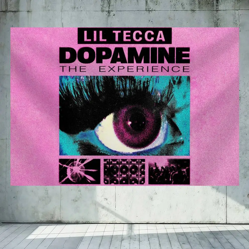 Rapper Lil T-Tecca DOPAMINE  Flag Decoration Outdoor Picnic Party Home Camping Party Art Hanging Banner