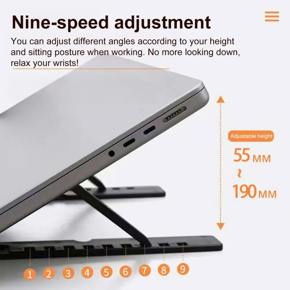 Нескользящий кронштейн для ноутбука, портативная подставка для ноутбука с регулируемой высотой, прочная несущая способность, складная для комфорта