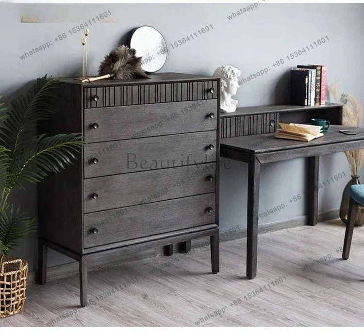 

Modern Minimalist Locker Nordic Light Luxury Living Room Dining Room Solid Wood Chest of Drawers Storage Cabinet