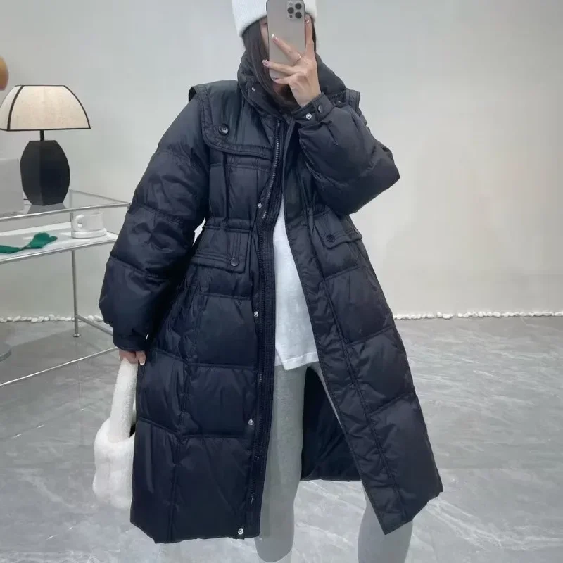 New Women Down Jacket Winter Coat Female Mid Length Version Parkas Loose Thick Warm Outwear Fashion Simplicity Overcoat