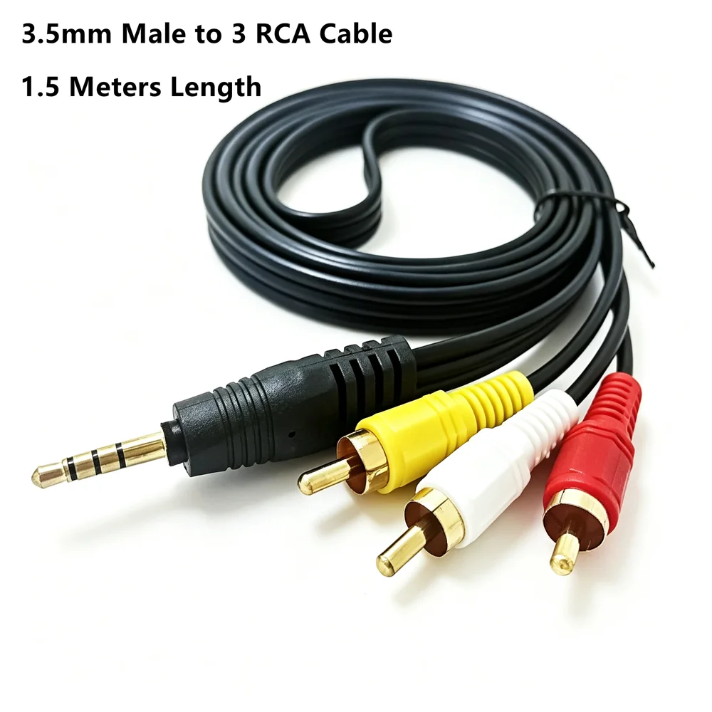 3.5mm Jack Plug Male to 3 RCA Adapter High Quality 3.5 Audio Video AV Cable Wire Cord