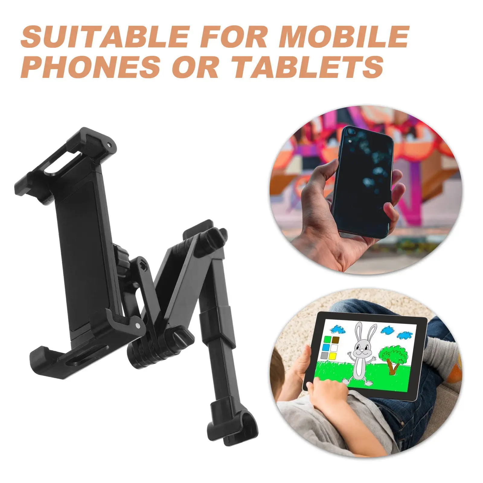 Backseat Car Phone Holder Adjustable Stretchable Headrest Mount for Tablets Smartphones Multiangle Stable Viewing No Tools view 3