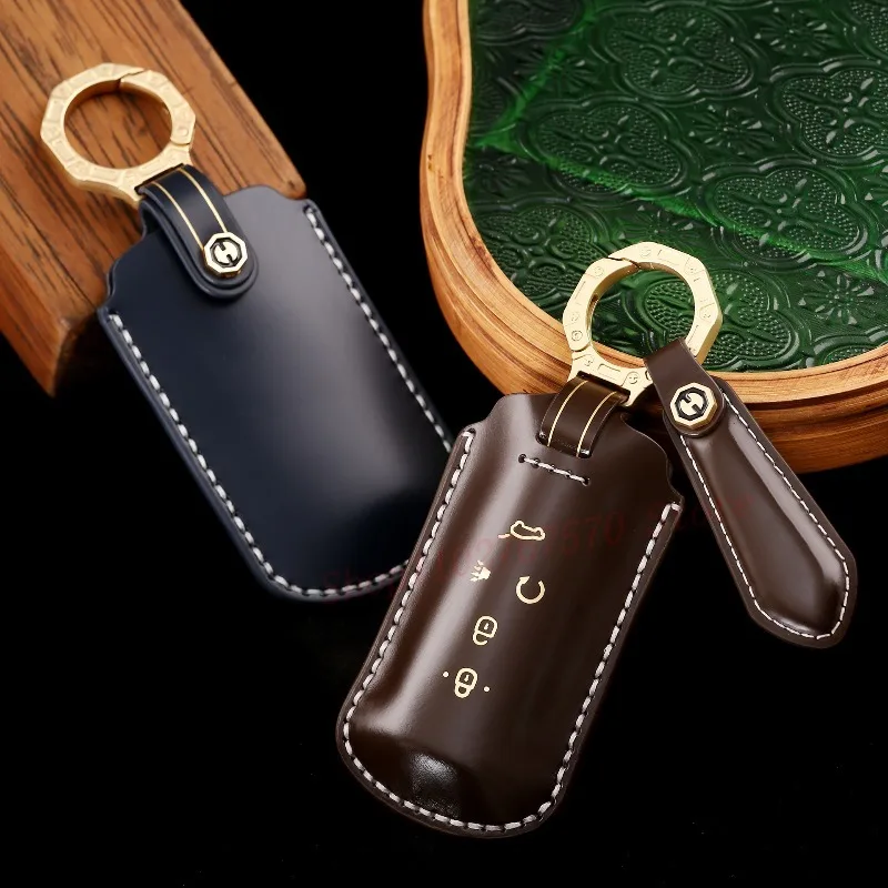 High-End Personality Genuine Leather Key Case Cover Protective Shell Bag Keychain For GAC Trumpchi M8 GS8 Business Vehicle