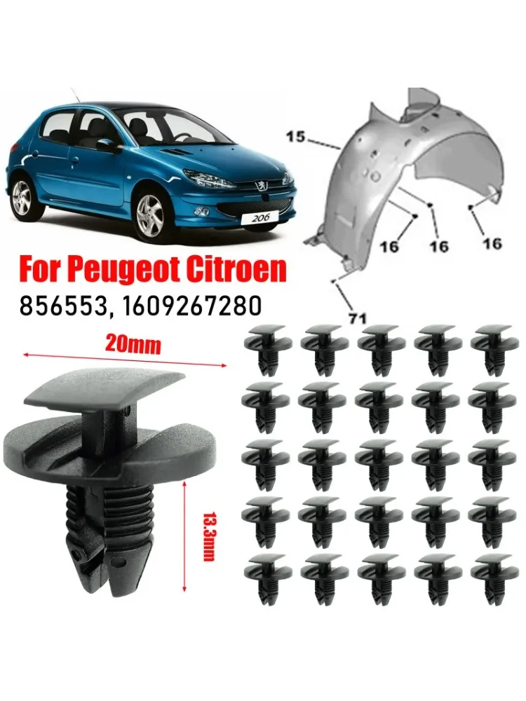 Für PEUGEOT 206 207 307 308 Citroen C3 C4 C5 C6 Stoßstange Kotflügel Radhaus Montage Zierleiste Clip Befestigungen Nieten