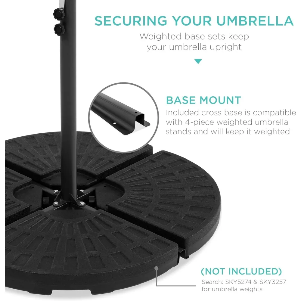 Guarda-chuva do pátio com ajuste de inclinação fácil, sombra de poliéster, 8 costelas para gramado e jardim