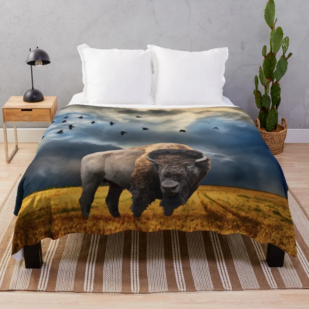 

Buffalo On The Plains Throw Blanket king flannel blanket