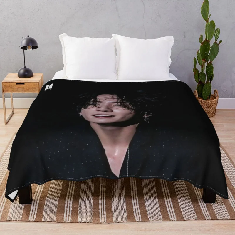 JUNGKOOK Blanket Flannel Plush Print Super Soft Throw Blankets for Bedding Home Couch Travel Office