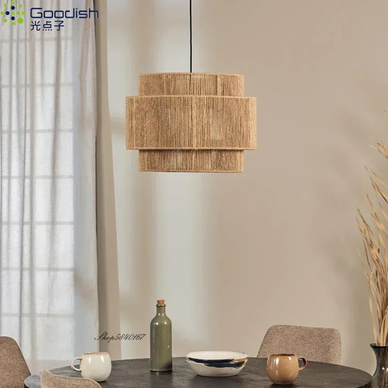 

WabiSabi LED Pendant Light Vintage bamboo rattan Lustre Suspension Lamp for Living Dining BedRoom Art Home Decoration Chandelier