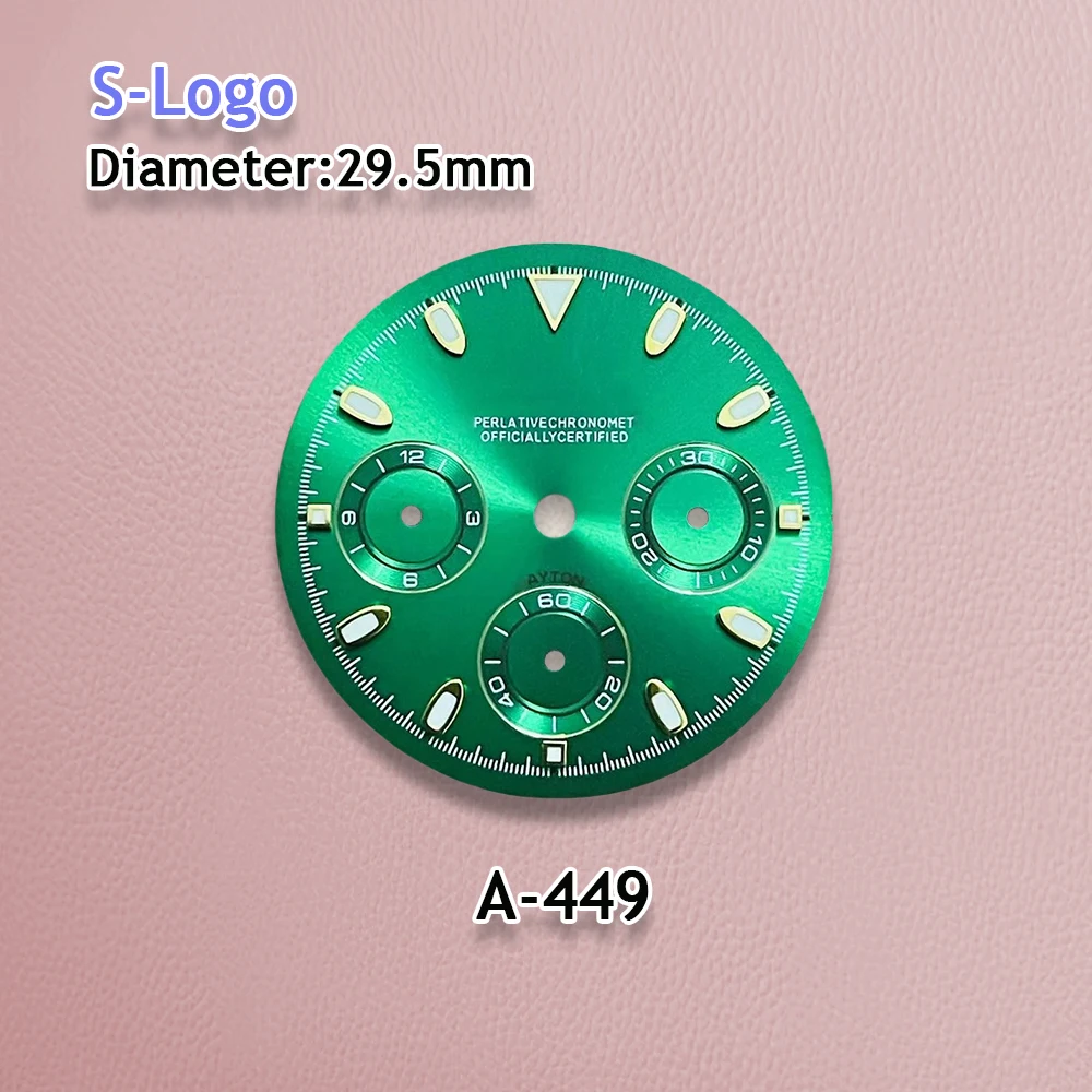 Cadran avec logo S, 29.5mm, VK63, DTN KrasnoDial, adapté au mouvement VK63, montre Shoous verte, accessoires de modification