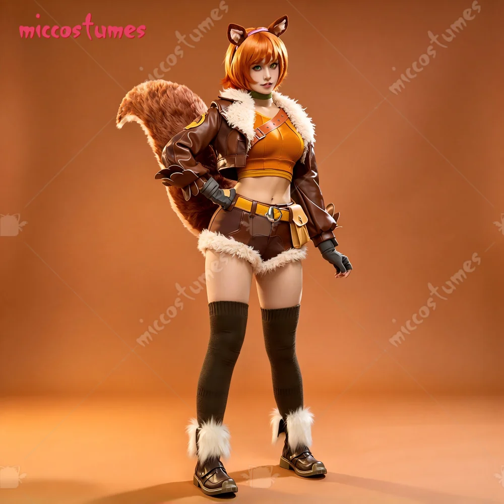 【US+EU Stock】Miccostumes Women's Rival Girl Game Cosplay Costume Vest Shorts with Jacket Tail for Halloween