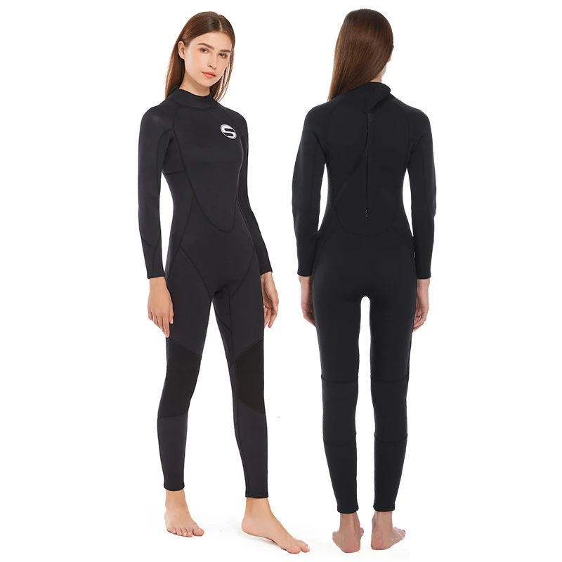 Women's 3mm Neoprene Wetsuit One-piece Cold-proof Surfing Swimming Snorkeling Diving Suit Warm Water Sports Clothes Sunscreen