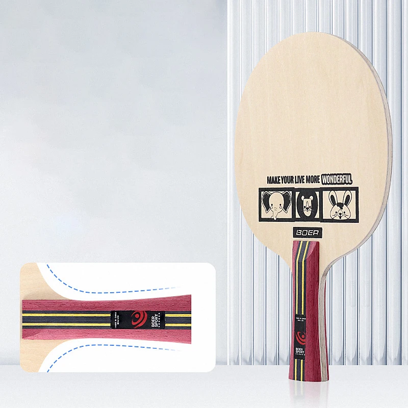 Children's Basswood Large Core Horizontal Racquet 5-layer Pure Wood Floor Imitation Carbon Table Tennis Racket Floor