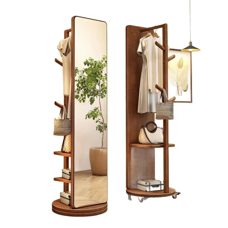 

Mirror Full-body mirror Movable floor-to-ceiling household rotatable full-length Full-body wall fitting large