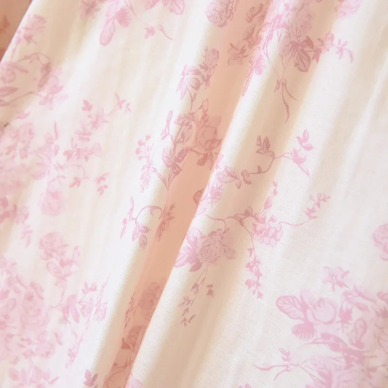 2025 printemps/été nouvelle jupe de nuit pour femmes 100% coton jupe à manches longues douce et mignonne robe de longueur moyenne vêtements de nuit femmes