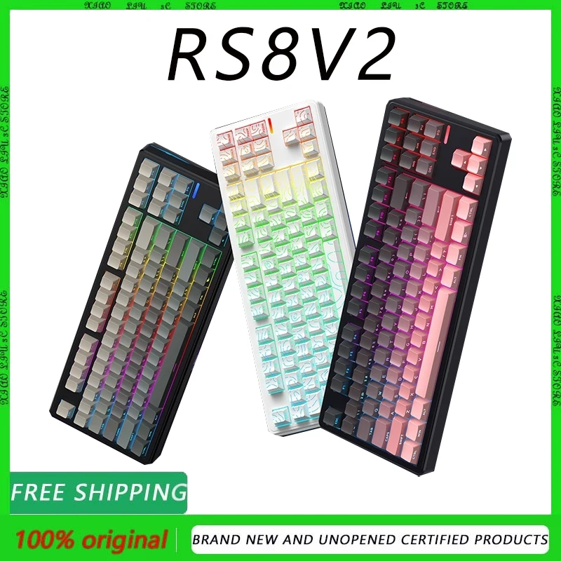 

PMO&Ricck RS8V2 Mechanical Keyboard 87% Layout Three Mode Customized Linear Switch Hot Swap BT Wireless QMK Support Gift