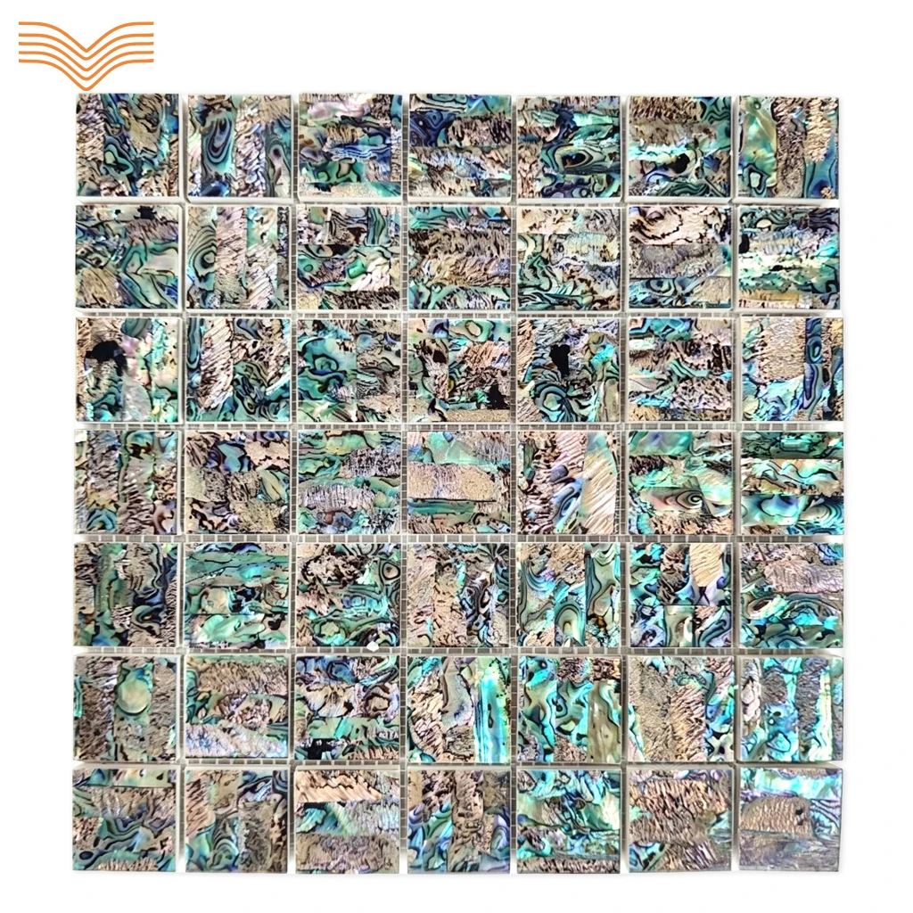 Square Abalone Mother Of Pearl Mosaic Sheet  Thick Decor Tile for Household Shower Hallway Kitchen TV Backdrop Renovation