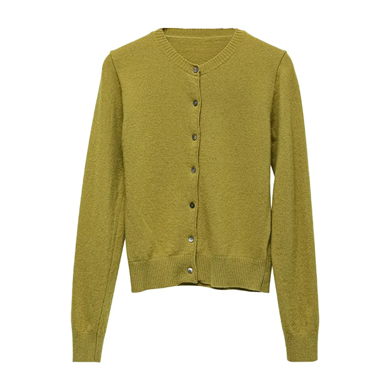 سترة نسائية عصرية لعام 2025 سترة نسائية متينة بأكمام طويلة ورقبة دائرية معطف محبوك بصدر واحد للخريف غير رسمي #4