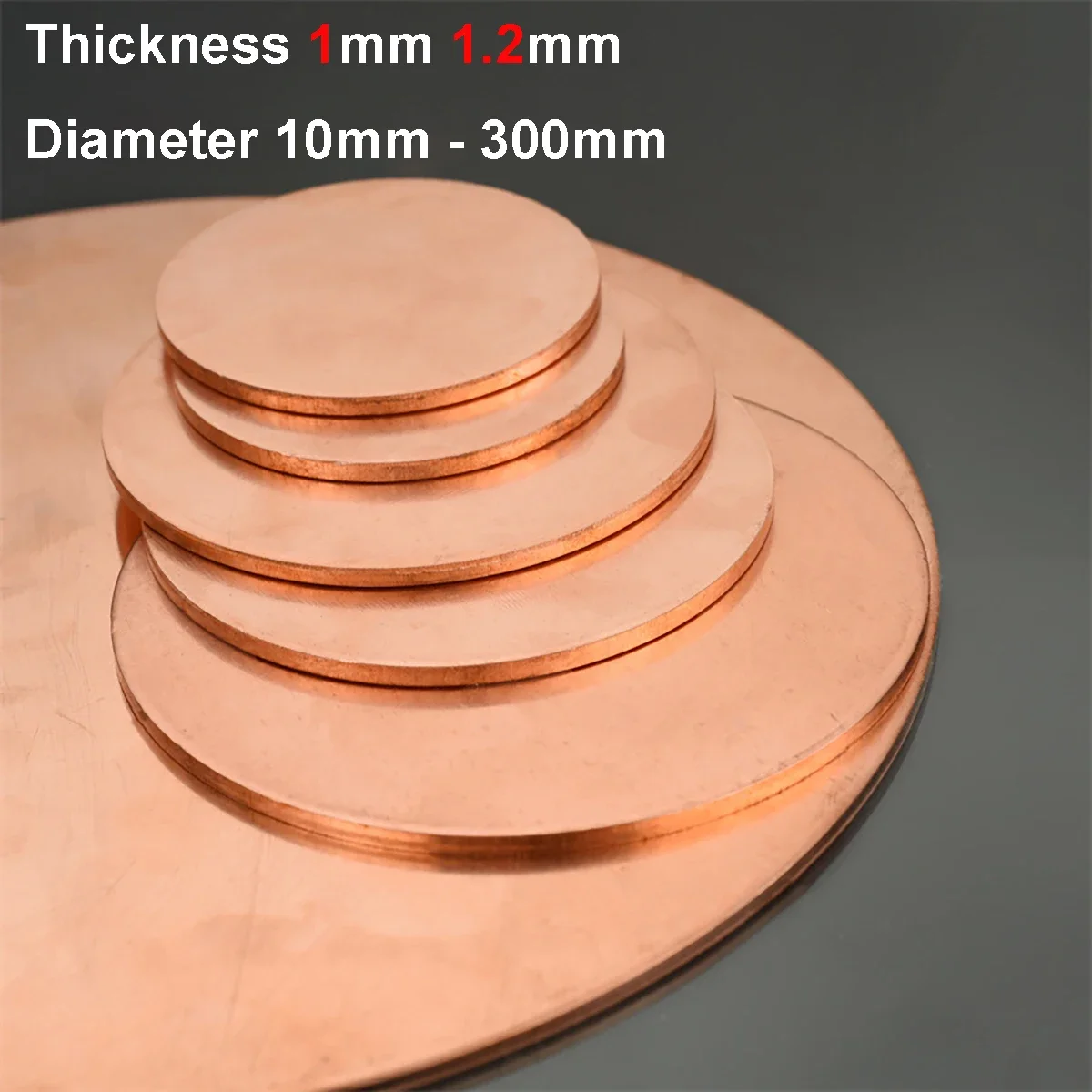 Thickness 1mm 1.2mm T2 Copper Sheet Plate Dia 10mm 15mm 20mm 25mm 30mm 35mm 40mm 45mm 50mm - 300mm Copper Disc Round Plate Sheet