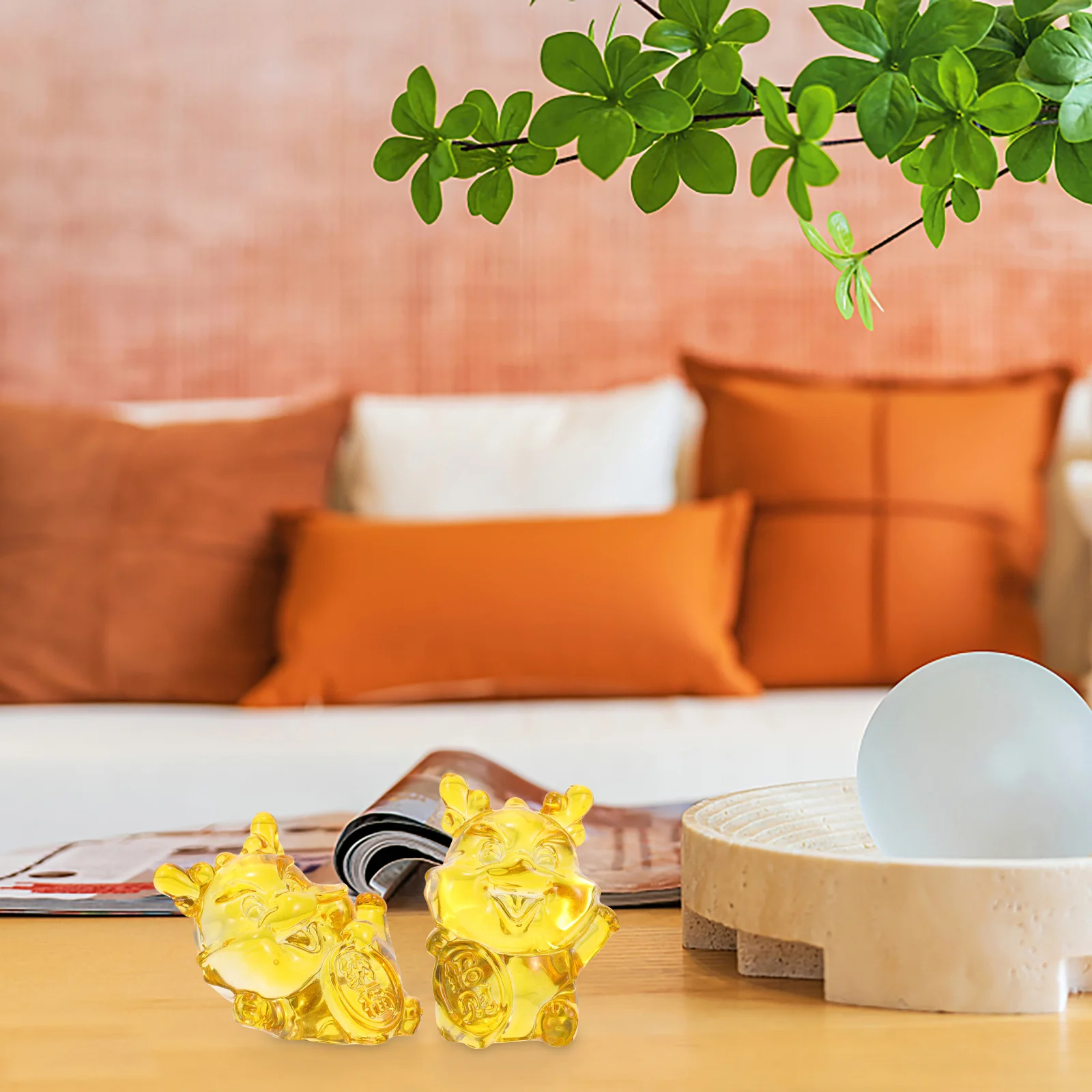 

2Pcs Crystal Dragon Sculpture White Miniature Animal Ornament for Desk Home Decor Living Room Office Study Decoration