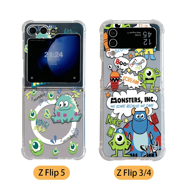 disney little monsters Magsafe Magnetic Phone Case for Samsung Galaxy Z Flip 3 4 Z Flip 5 6 Z 5G Soft Clear Tpu Cover image 3