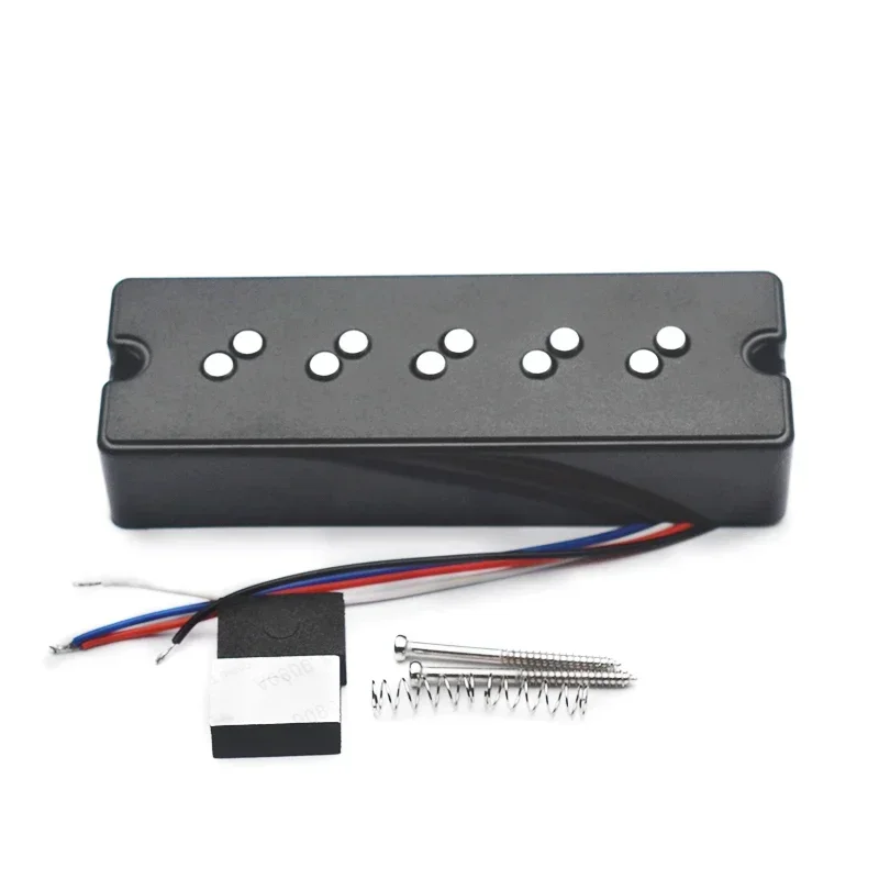 Alnico 5 5-String Bass Humbucker with Staged Polepiece Noise Reduction 16.5/17.5MM Pole Spacing 4 Conduct Split Coil for Bass