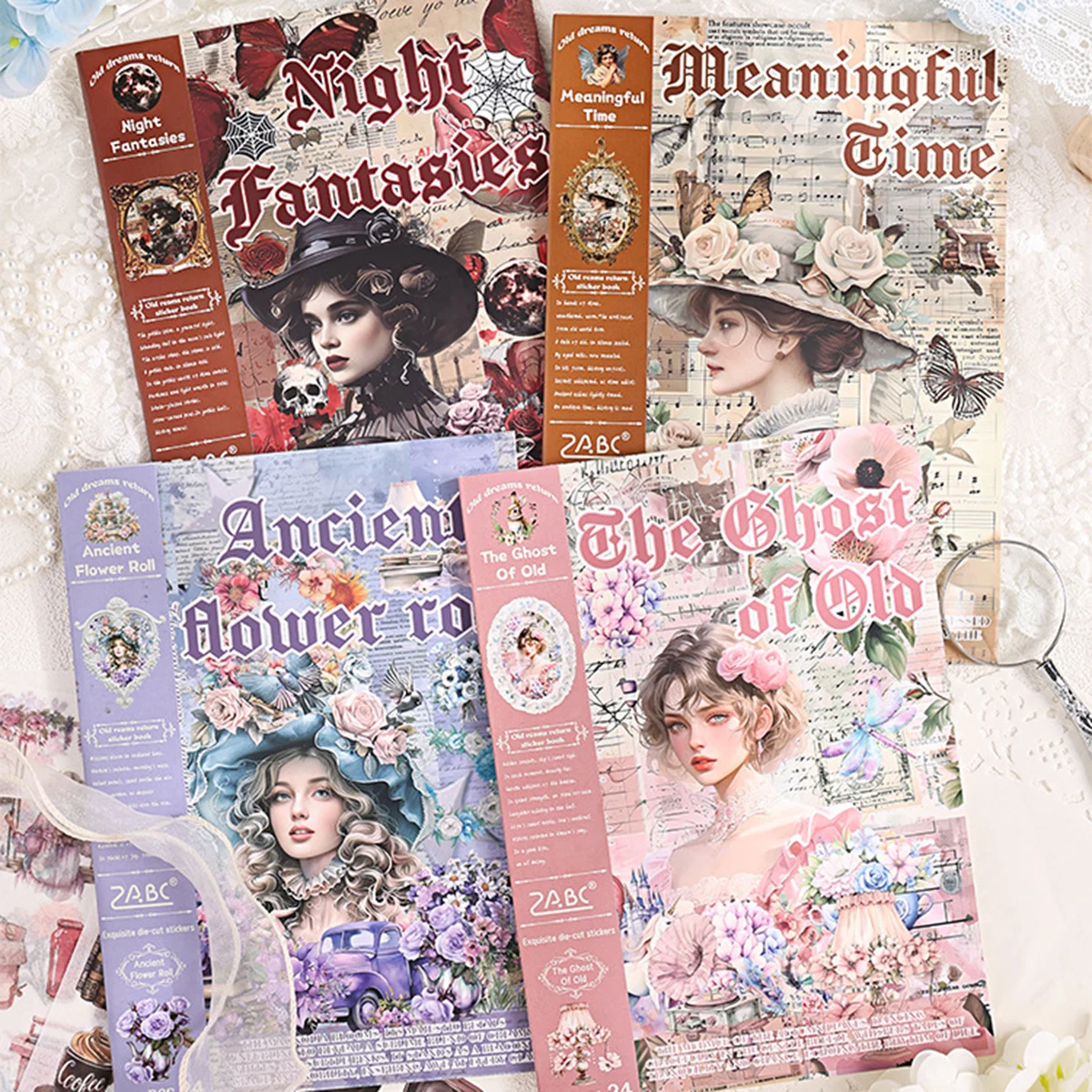 24 Sheets Vintage Dreams Collection Sticker Book - for Scrapbooking, Journaling, DIY Arts & Crafts - Nostalgic Decals