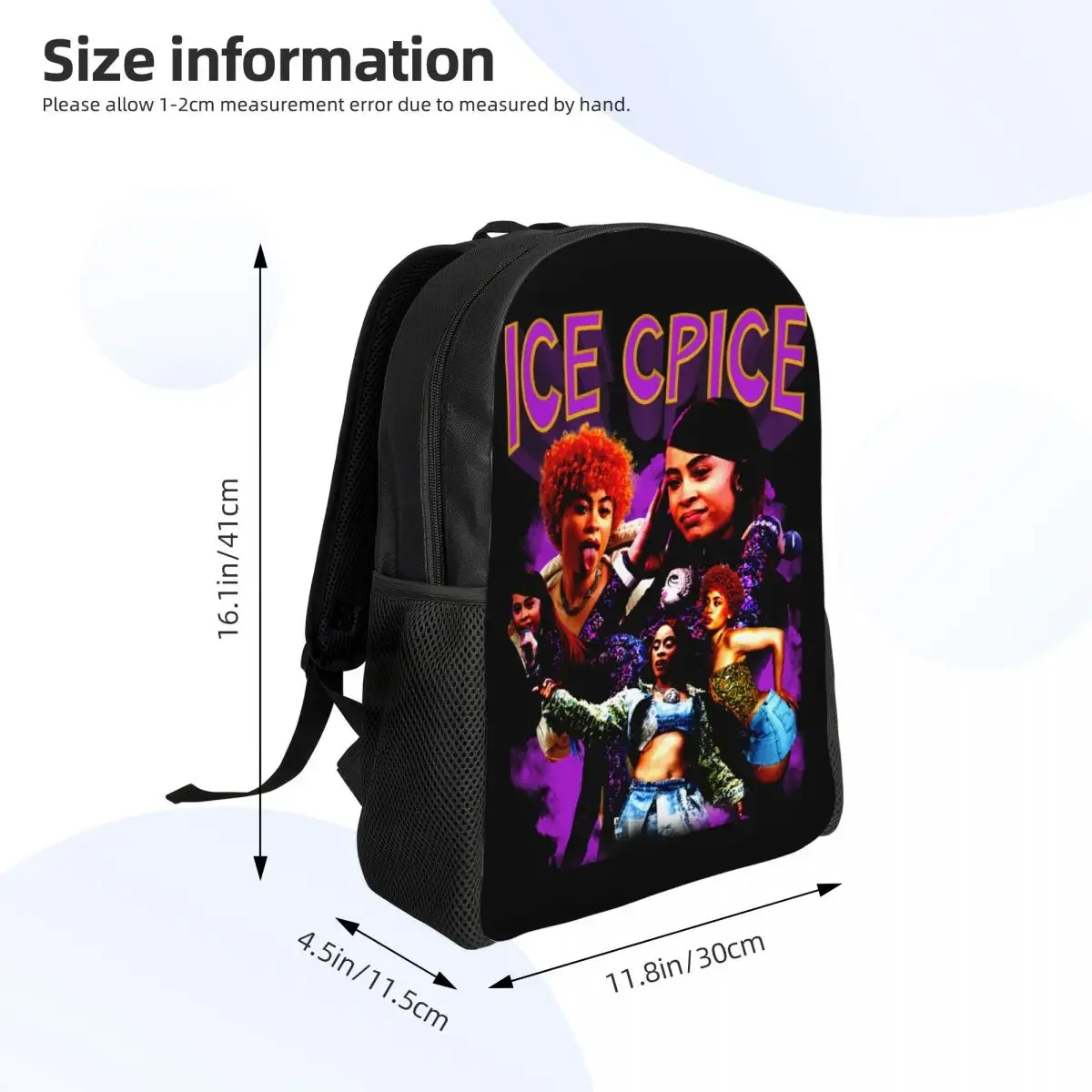 Custom Ice Spice Collage Hiphop Music Rap กระเป๋าเป้สะพายหลังสําหรับผู้ชายผู้หญิงกันน้ํากระเป๋าโรงเรียนวิทยาลัยการพิมพ์ Bookbags