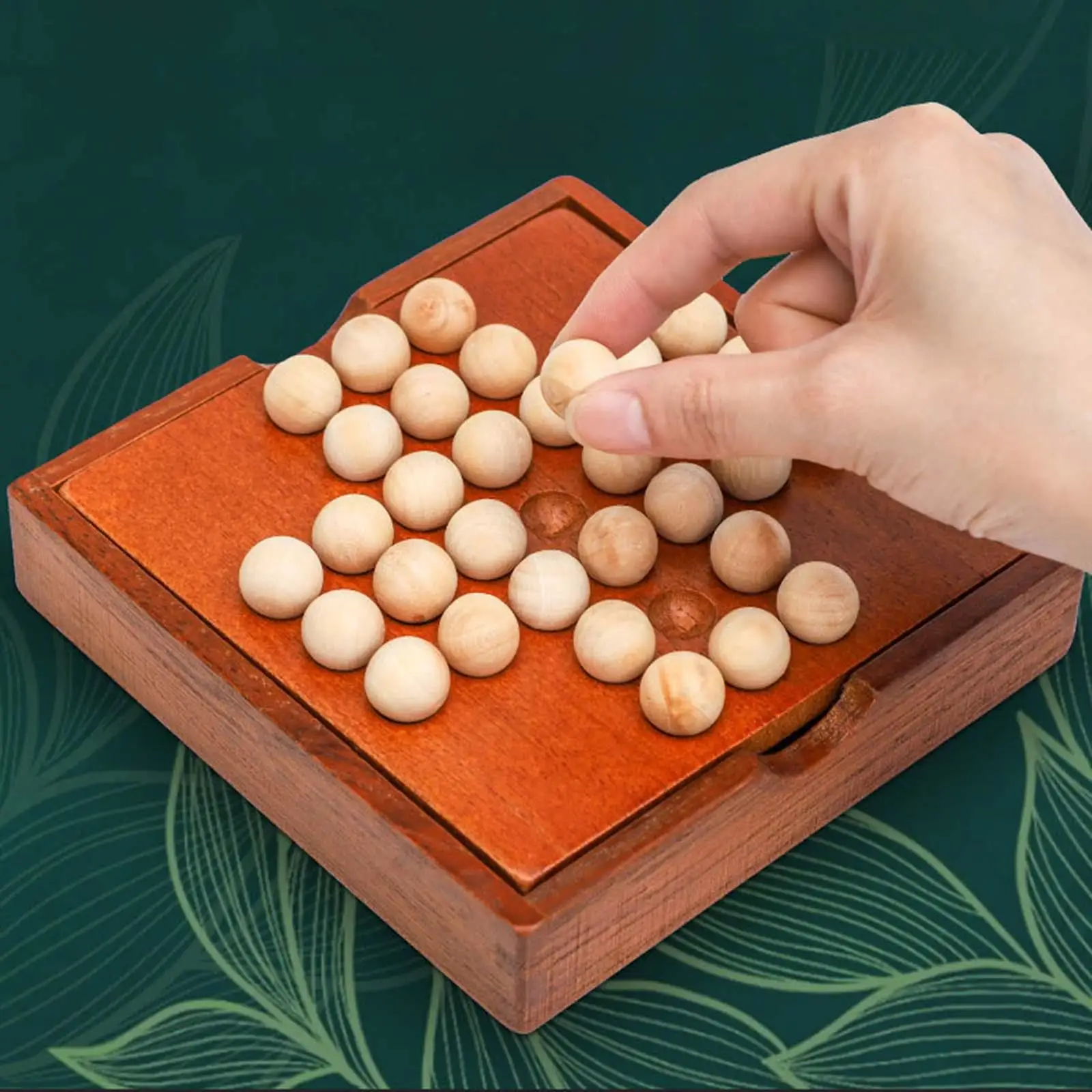 Wooden Solitaire Board Game Independently Cognitive IQ Puzzle for Adults