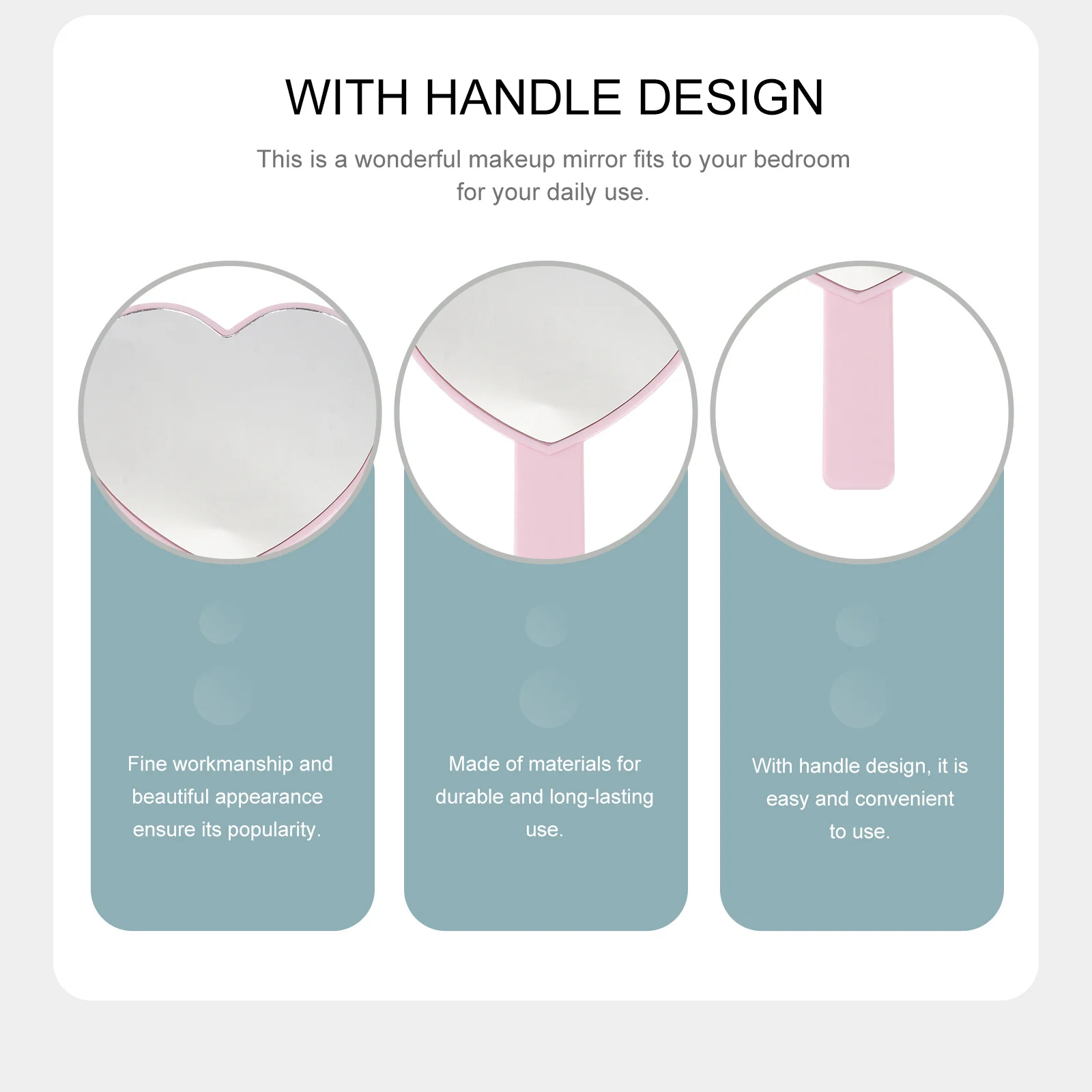 3Pcs Makeup Shape Compact Portable Single Side Handheld Mirror for Girls Women