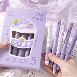 5pcs Cloud Grip Gel Pens Set Soft Touch Holding 0.5mm Ballpoint Black Color Ink for Writing Office School A7531