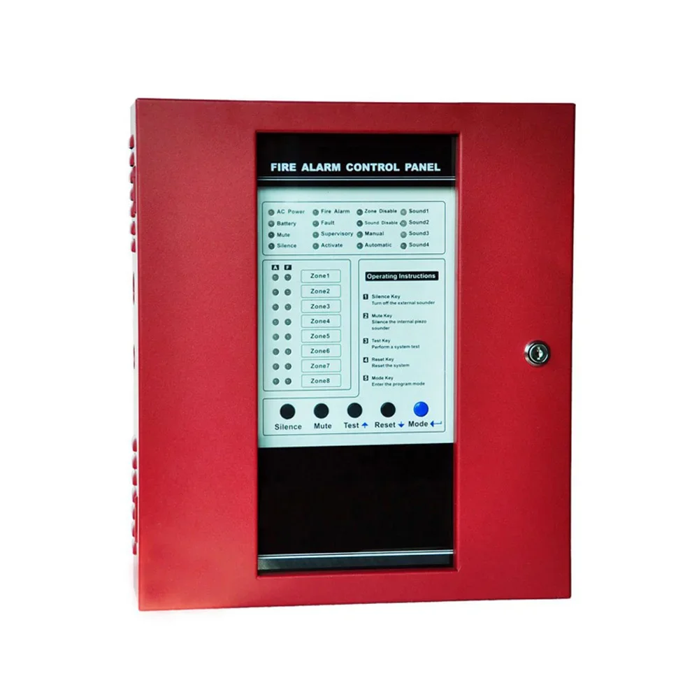 8 Zone Fire Alarm Control Panel Home Security Alarm Self Protection Defense Support Smoke Gas Detector
