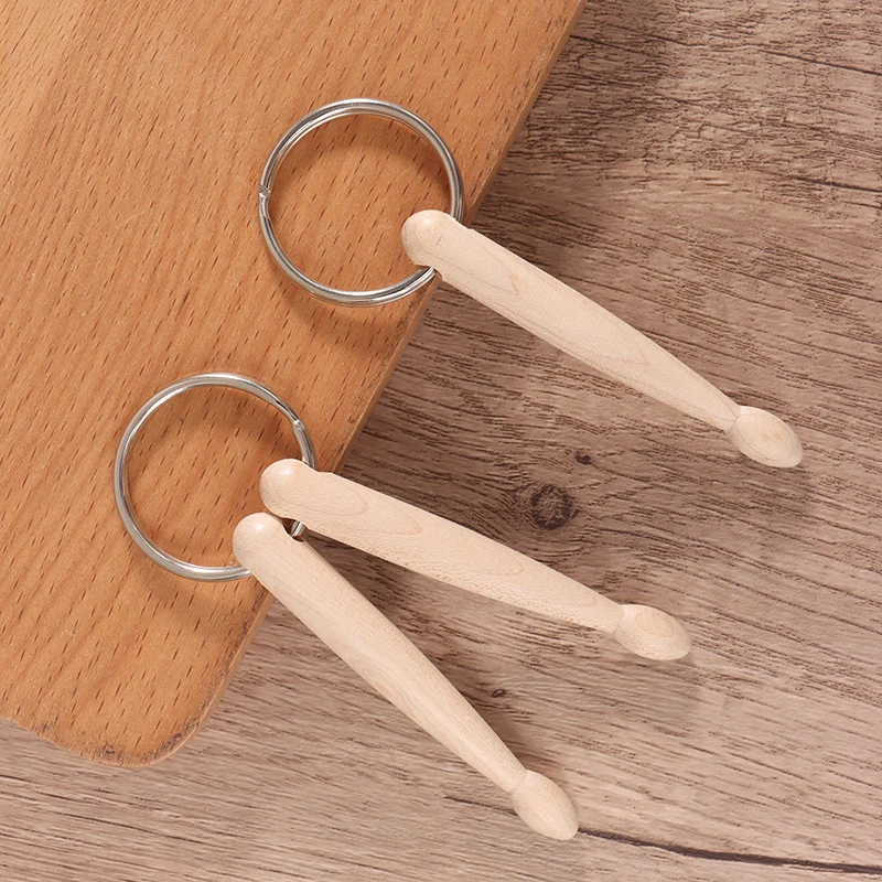 1Pc Mini Drum Sticks Keychain Wood Drumsticks Key Ring Chain Keyfob Percussion Gift Drum Stick Key Chain Hanging Accessories