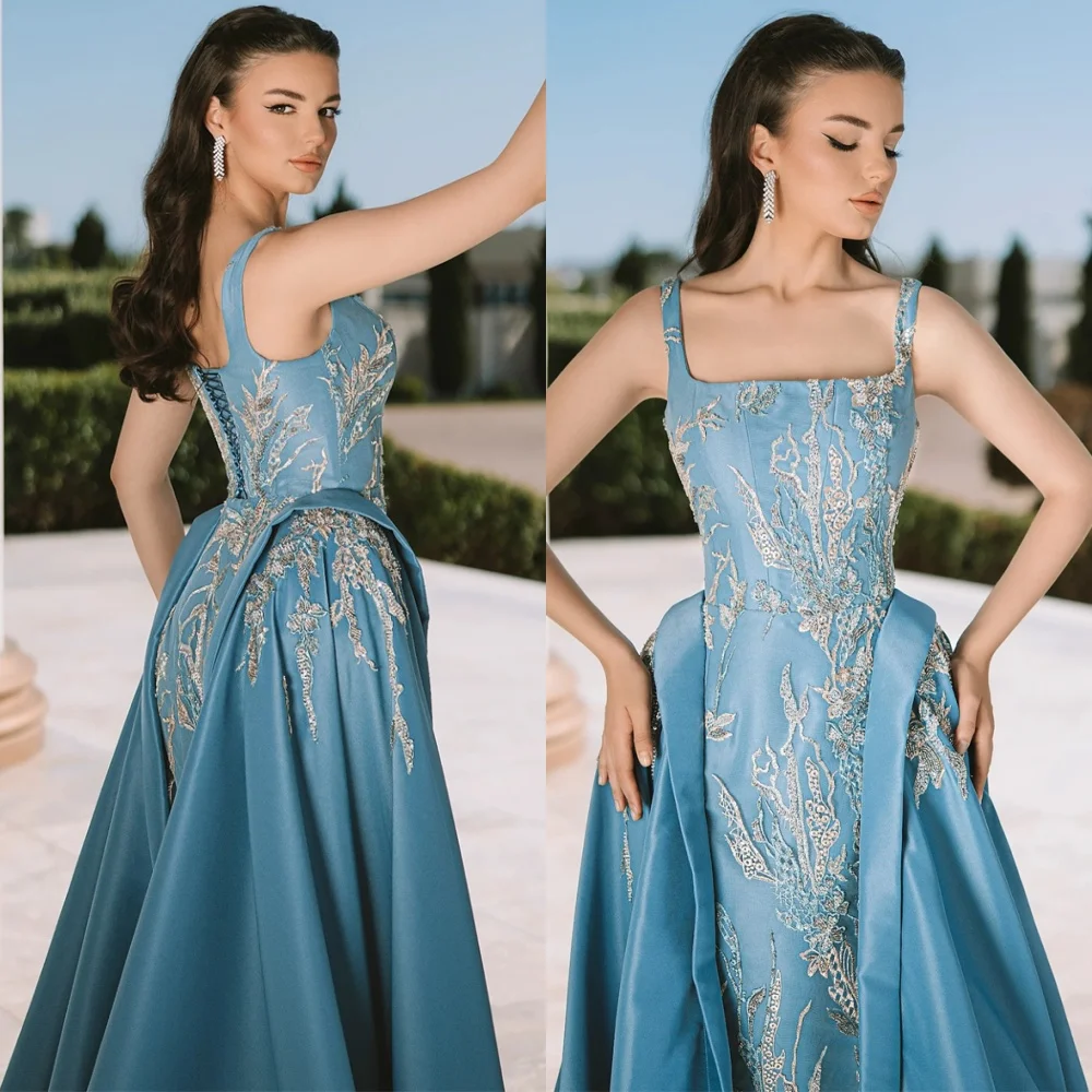 

Customized Fashion Satin Evening Dresses Strapless Sleeveless Homecoming Dresses Exquisite Lace Up Back Special Occasion Gowns