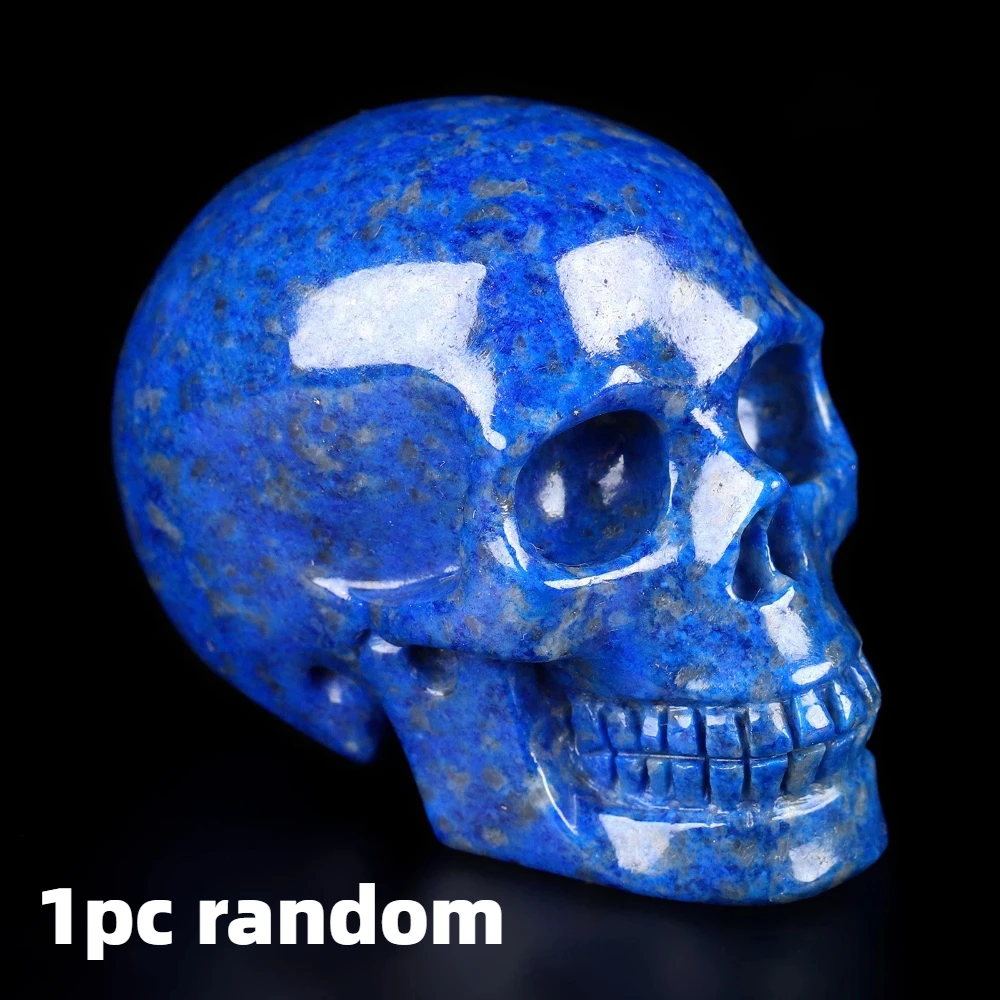 Natural Lapis Lazuli Skull Crystal Themed Indoor and Outdoor Decoration or Occasions Like Halloween Easter and Rock Collectors