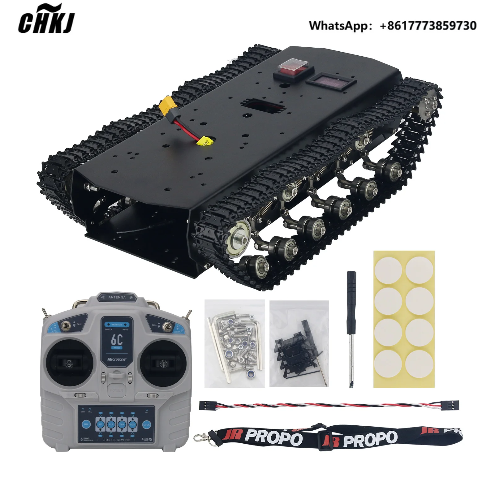

CHKJ TS700 Tracked Robot Chassis Metal Track Robot Tank with Motor Encoding Disk with Remote Controller