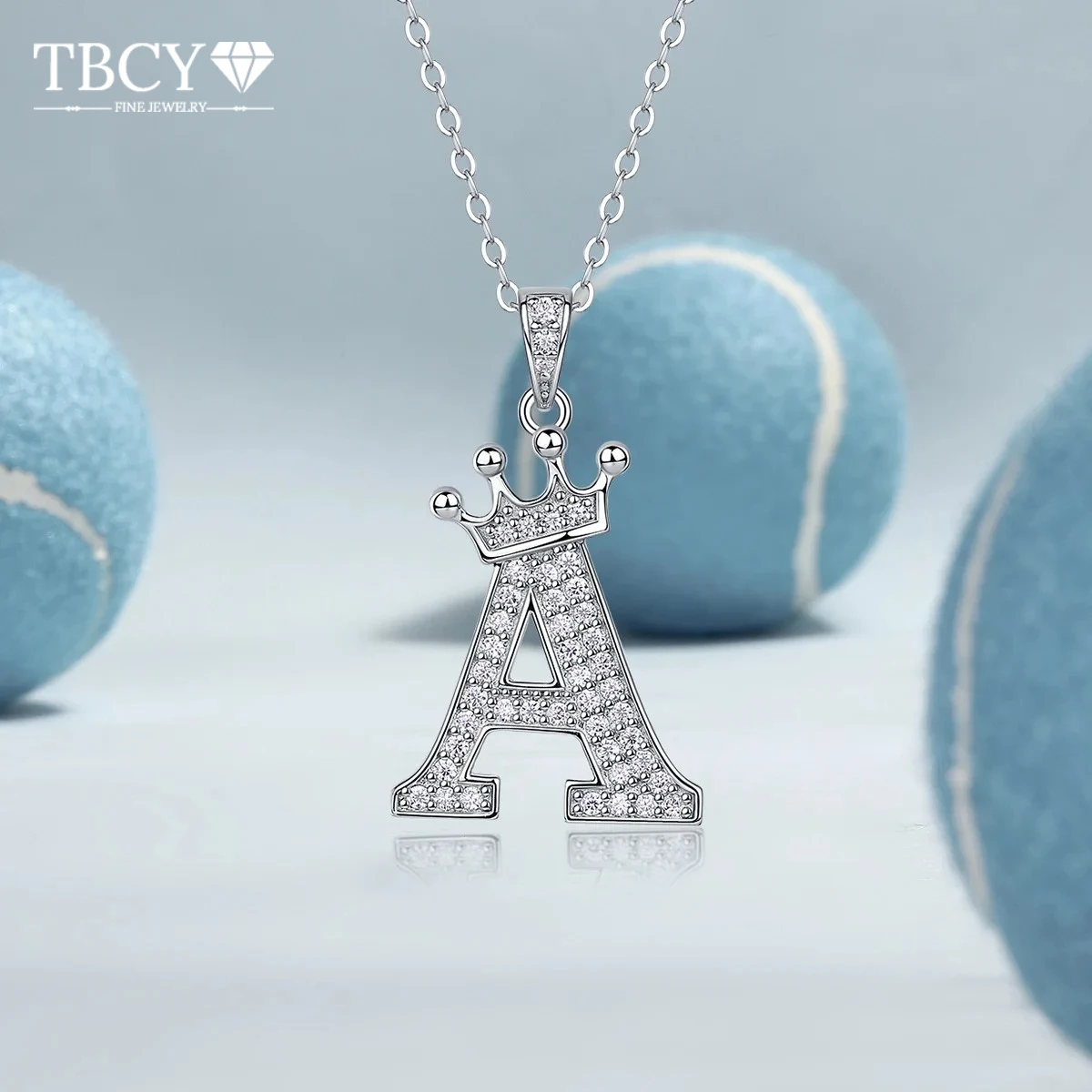 

TBCYD Корона, ожерелье с капитальной буквой, муассанит, ожерелье, кулон, серебро S925, полный бриллиант, цепочка на шею с буквами, очаровательные ювелирные изделия