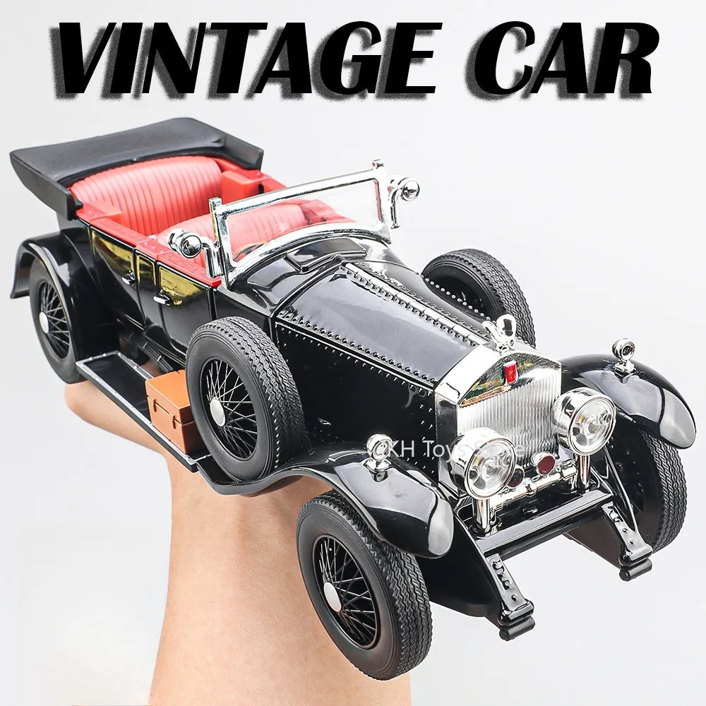 

1:24 PHANTOM 300SL Miniature VINTAGE Car Toy Models Alloy Diecast Sound Light Doors Opened Pull Back Ornament for Boys Gifts