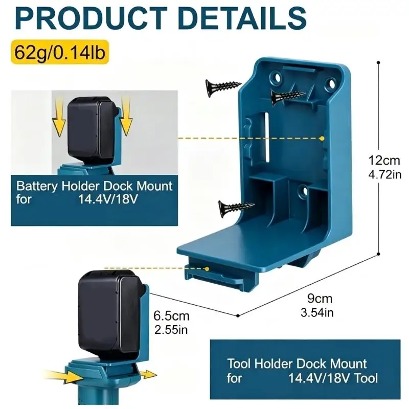 652F Power Tool Battery Storage Pair With Mountable Backplate Design