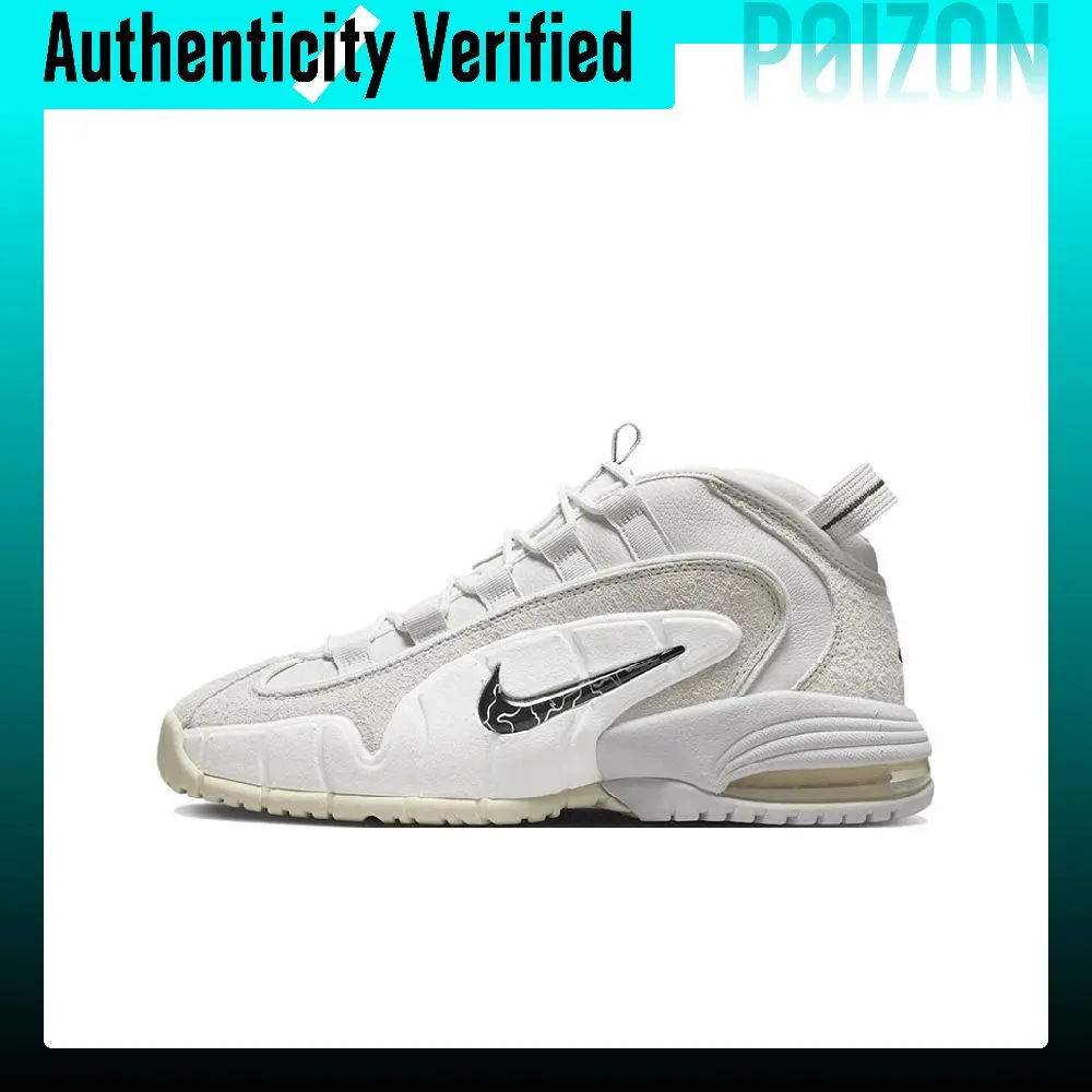 Nike Air Max Penny Abrasion Resistant Mid top Basketball Shoes Men's Gray White DX5801-001