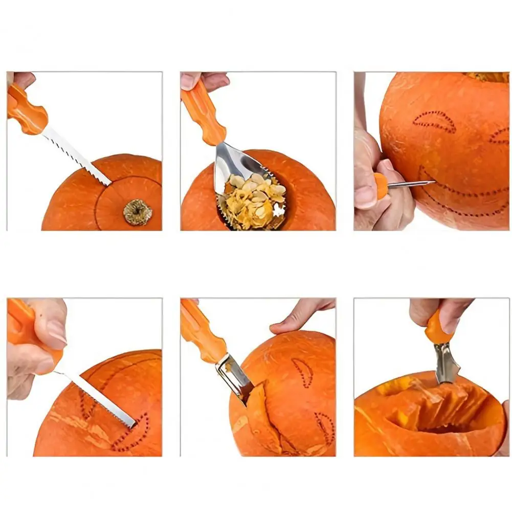 Reusable Pumpkin Carving Tools Professional Pumpkin Carving Tools Set with Stainless Steel Blades Anti-slip for Halloween