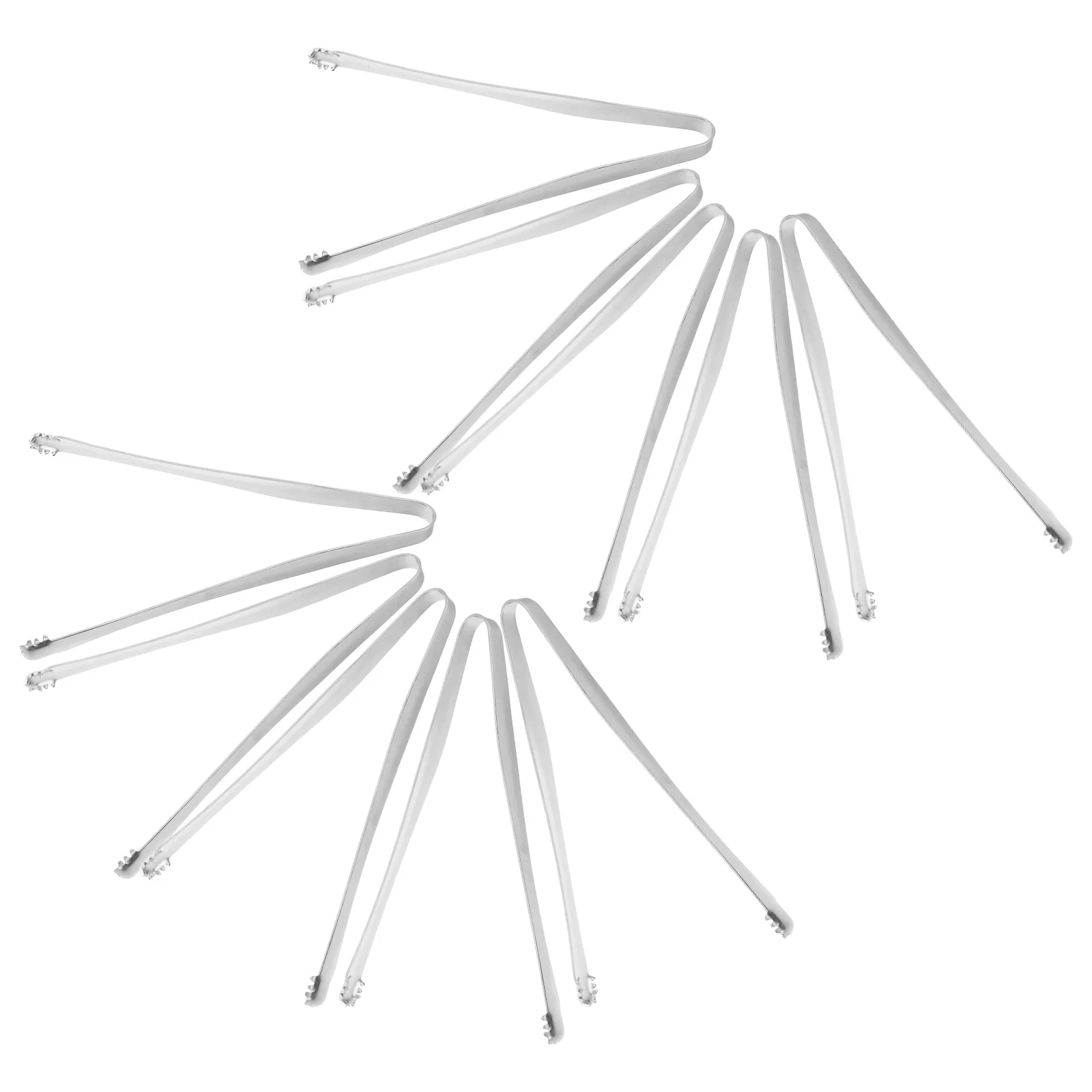 

12pcs Egg Membrane Remover Tool Stainless Steel Toothed Ice Cube Tongs Food Serving Sugar Cubes Appetizers Long Handle