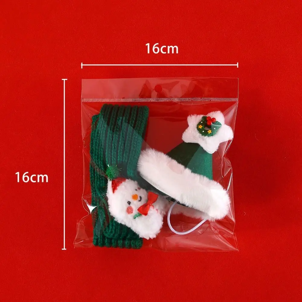 Cat Collar Red Pet Christmas Scarf Green Wool Warm Scarf Santa\'s Hat Cat