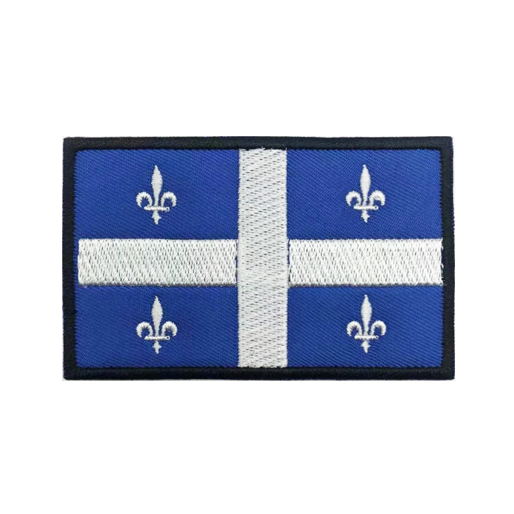 Fleurs Lis Quebec Flag Patches Armband Embroidered Patch Hook & Loop Iron On Embroidery Badge Military Stripe