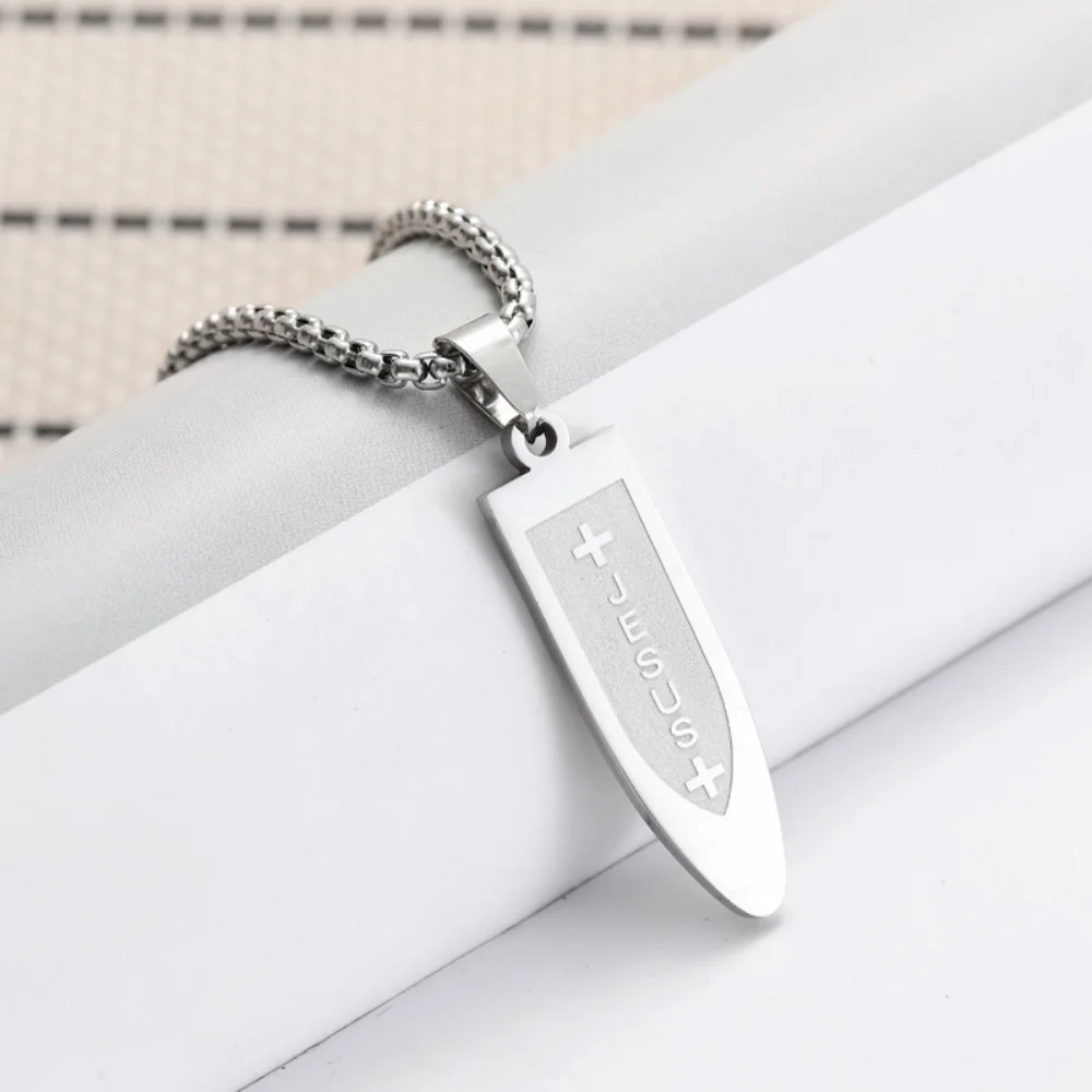 Hip-Hop Goldfarbene Edelstahl-Halskette Retro Herren Strukturierte Kleine Quadratische Platte Anhänger Halskette Mode-Schmuck Casual Accessoire – Detail 3