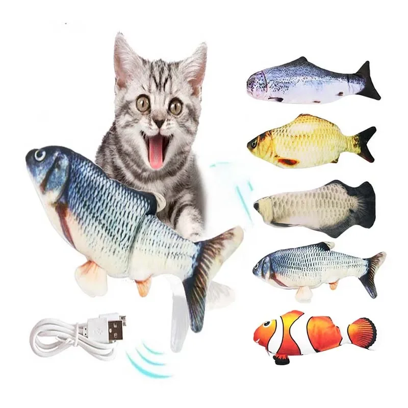 

Pet Cats Products Dancing Stuffed Fish Funny Simulation Interactive Dog Pillow Ragdoll Fishes Electric Will Jump Automatically